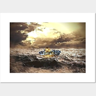 Life At Sea (Fishing Boat On The Ocean) Posters and Art